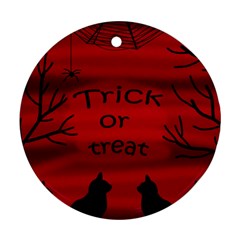 Trick Or Treat - Black Cat Ornament (round)  by Valentinaart