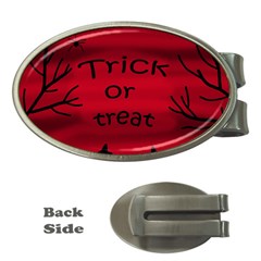 Trick Or Treat - Black Cat Money Clips (oval)  by Valentinaart