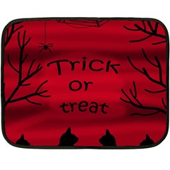 Trick Or Treat - Black Cat Fleece Blanket (mini) by Valentinaart