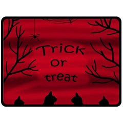 Trick Or Treat - Black Cat Fleece Blanket (large)  by Valentinaart