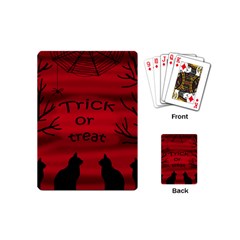 Trick Or Treat - Black Cat Playing Cards (mini)  by Valentinaart