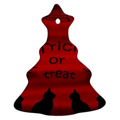 Trick Or Treat - Black Cat Christmas Tree Ornament (2 Sides) by Valentinaart