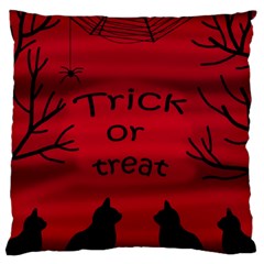 Trick Or Treat - Black Cat Large Cushion Case (two Sides) by Valentinaart