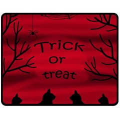 Trick Or Treat - Black Cat Double Sided Fleece Blanket (medium)  by Valentinaart