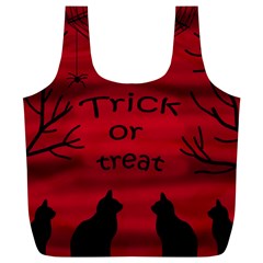 Trick Or Treat - Black Cat Full Print Recycle Bags (l)  by Valentinaart