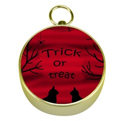 Trick Or Treat - Black Cat Gold Compasses by Valentinaart