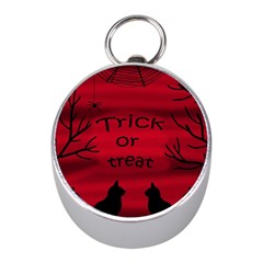 Trick Or Treat - Black Cat Mini Silver Compasses by Valentinaart