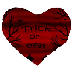 Trick Or Treat - Black Cat Large 19  Premium Flano Heart Shape Cushions by Valentinaart