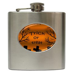 Trick Or Treat - Cemetery  Hip Flask (6 Oz) by Valentinaart