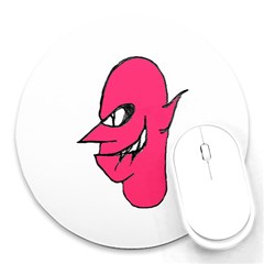 Devil Face Character Illustration Round Mousepads by dflcprints