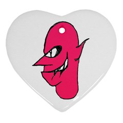 Devil Face Character Illustration Ornament (heart)  by dflcprints