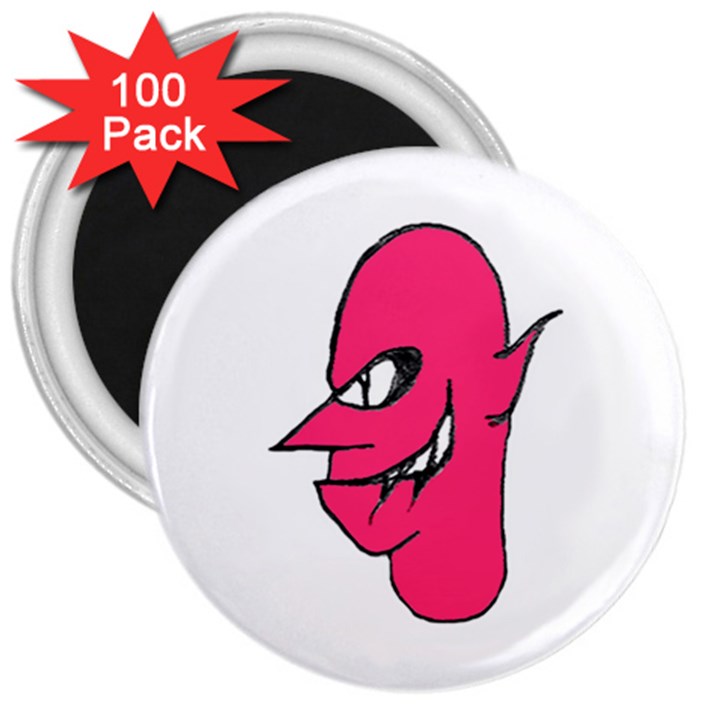 Devil Face Character Illustration 3  Magnets (100 pack)