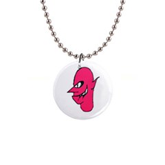 Devil Face Character Illustration Button Necklaces by dflcprints