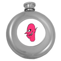 Devil Face Character Illustration Round Hip Flask (5 Oz) by dflcprints