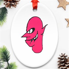 Devil Face Character Illustration Oval Ornament (two Sides)