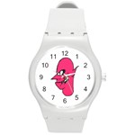 Devil Face Character Illustration Round Plastic Sport Watch (M) Front