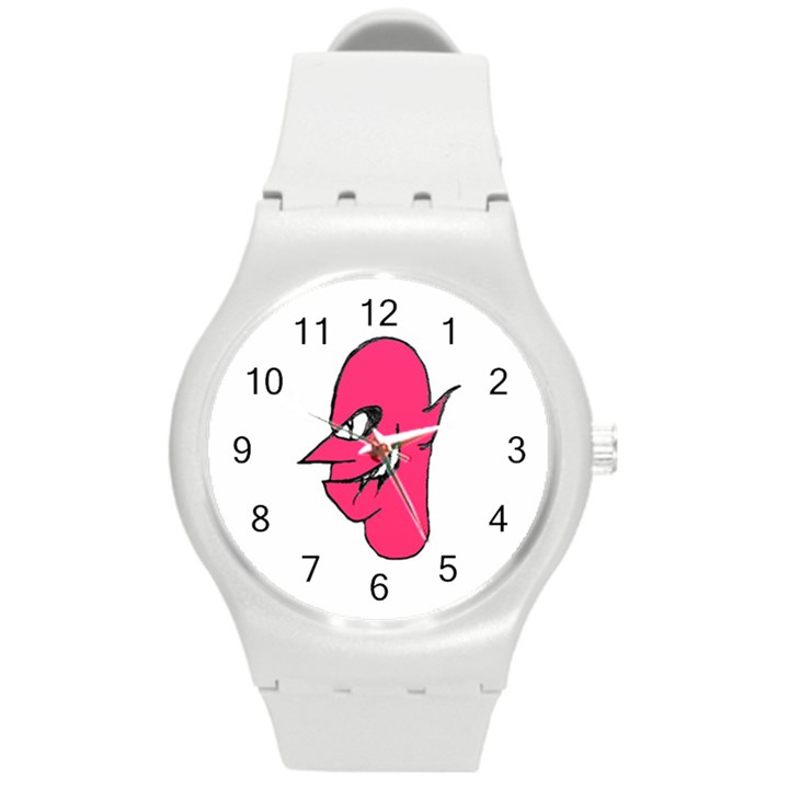 Devil Face Character Illustration Round Plastic Sport Watch (M)