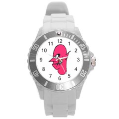 Devil Face Character Illustration Round Plastic Sport Watch (l) by dflcprints