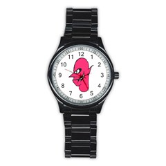 Devil Face Character Illustration Stainless Steel Round Watch by dflcprints