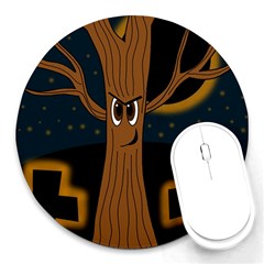 Halloween - Cemetery Evil Tree Round Mousepads by Valentinaart