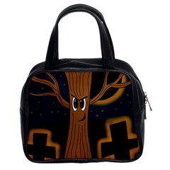 Halloween - Cemetery Evil Tree Classic Handbags (2 Sides) by Valentinaart