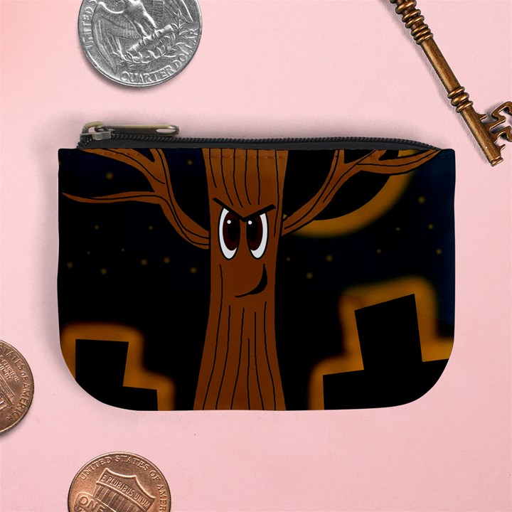 Halloween - Cemetery evil tree Mini Coin Purses