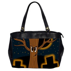 Halloween - Cemetery Evil Tree Office Handbags (2 Sides)  by Valentinaart