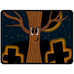 Halloween - Cemetery Evil Tree Fleece Blanket (large)  by Valentinaart