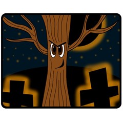 Halloween - Cemetery Evil Tree Fleece Blanket (medium)  by Valentinaart