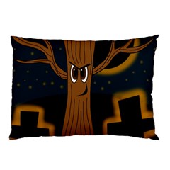 Halloween - Cemetery Evil Tree Pillow Case (two Sides) by Valentinaart