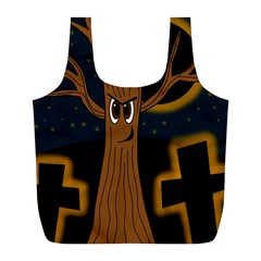 Halloween - Cemetery Evil Tree Full Print Recycle Bags (l)  by Valentinaart