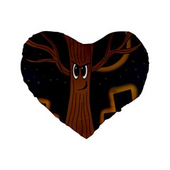 Halloween - Cemetery Evil Tree Standard 16  Premium Flano Heart Shape Cushions by Valentinaart