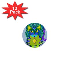 Peacock Tabby 1  Mini Button (10 Pack)  by jbyrdyoga