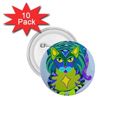 Peacock Tabby 1 75  Button (10 Pack)  by jbyrdyoga