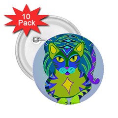 Peacock Tabby 2 25  Buttons (10 Pack) 