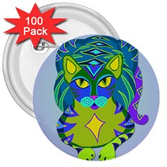 Peacock Tabby 3  Buttons (100 Pack)  by jbyrdyoga