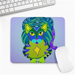 Peacock Tabby Large Mousepads by jbyrdyoga