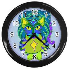 Peacock Tabby Wall Clocks (black)