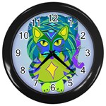 Peacock Tabby Wall Clocks (Black) Front