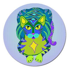 Peacock Tabby Magnet 5  (round) by jbyrdyoga