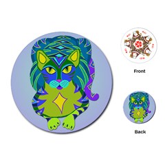 Peacock Tabby Playing Cards (round)  by jbyrdyoga