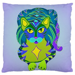 Peacock Tabby Large Flano Cushion Case (one Side) by jbyrdyoga