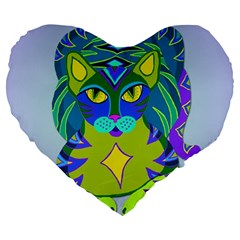 Peacock Tabby Large 19  Premium Flano Heart Shape Cushions by jbyrdyoga