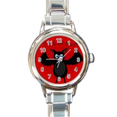 Halloween Bat Round Italian Charm Watch by Valentinaart