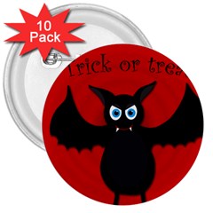 Halloween Bat 3  Buttons (10 Pack)  by Valentinaart