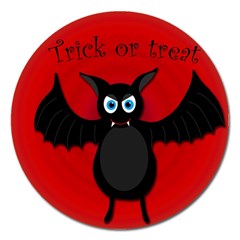 Halloween Bat Magnet 5  (round) by Valentinaart