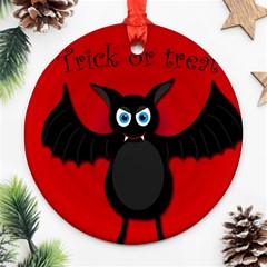 Halloween Bat Round Ornament (two Sides)  by Valentinaart