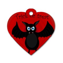 Halloween Bat Dog Tag Heart (two Sides) by Valentinaart