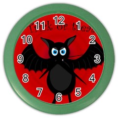 Halloween Bat Color Wall Clocks by Valentinaart