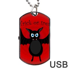 Halloween Bat Dog Tag Usb Flash (two Sides)  by Valentinaart